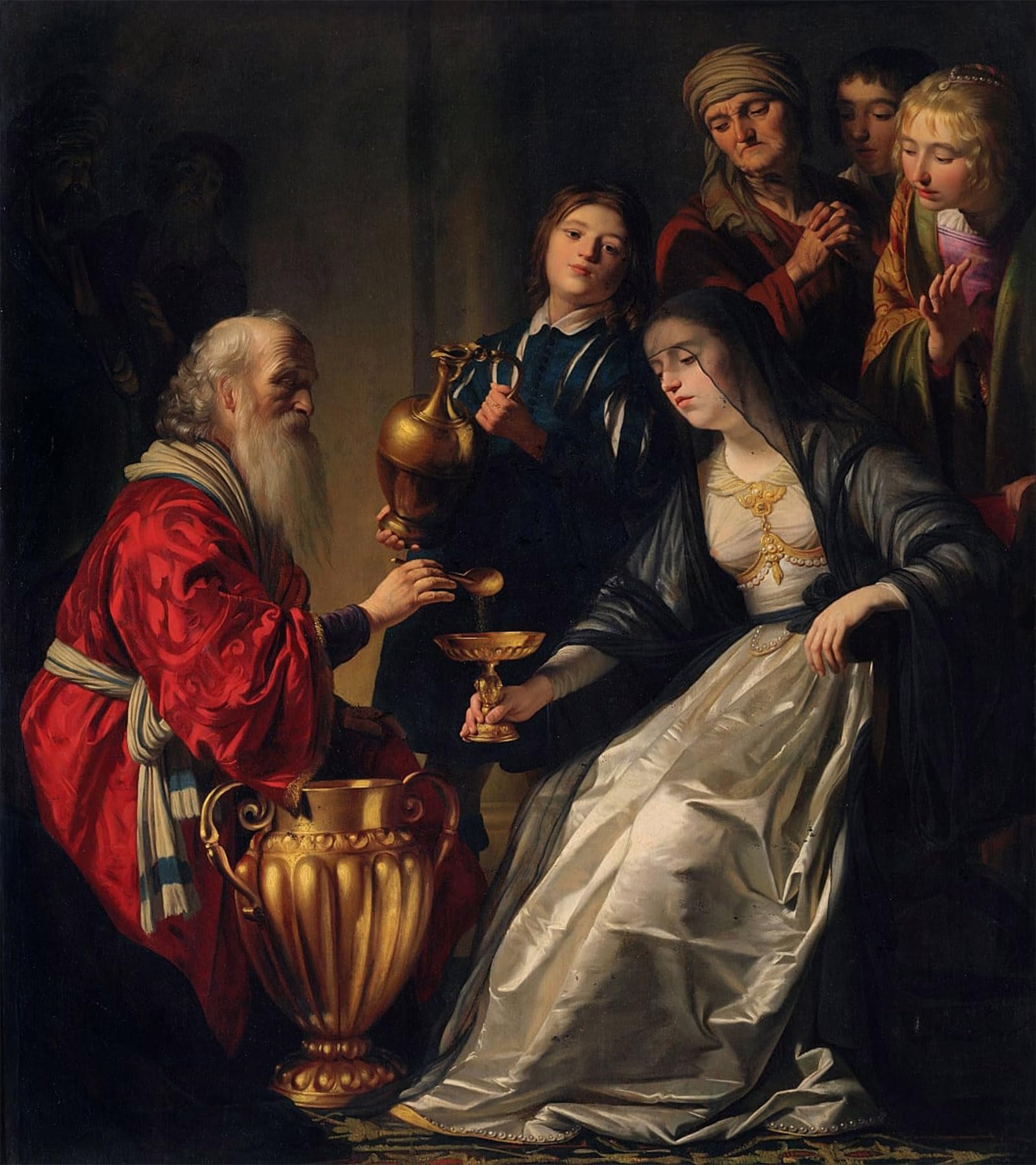 Lienzo decorativo Artemisa de Honthorst, cuadro cl&aacute;sico de 60x90cm para dormitorio 5