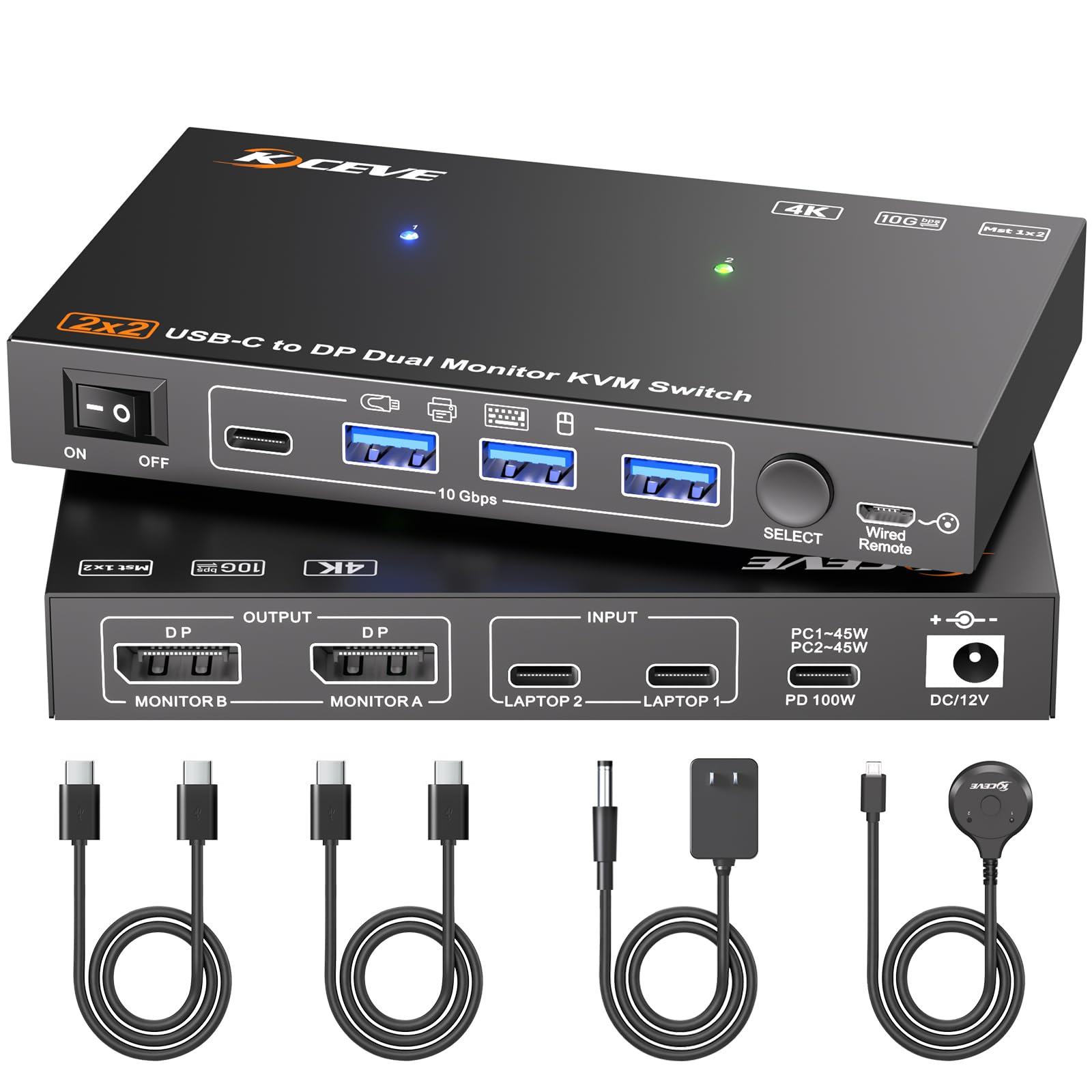 KVM Switch 2 Monitors 2 Computers 8K@60Hz,with Wired Remote,USB Cable-image-39
