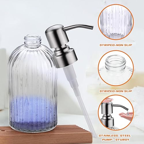 Miniatura 4 de Dispensadores de jabón de vidrio para cocina y baño, botella de vidrio pesado de 16 onzas, bomba de níquel cepillado de acero inoxidable,