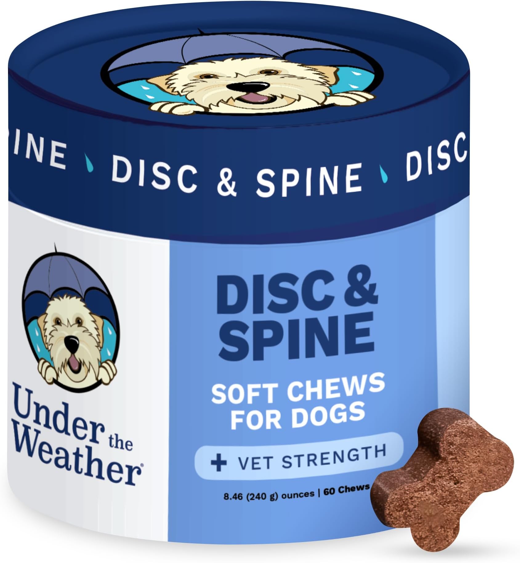 Pet Disc & Spine Health Chews for Dogs | Vet Formulated Dog Chews Spinal Disc Support Supplement | Ideal for Pugs French Bulldogs Dachshunds & Long-Backed Breeds with IVDD | 60 Count