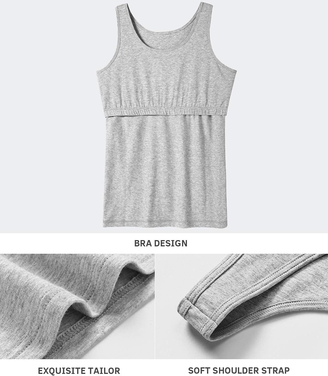 Vislivin Cotton Tank Tops with Shelf Bra for Women Stretch Tanks Wide Strap Undershirts - Image 5