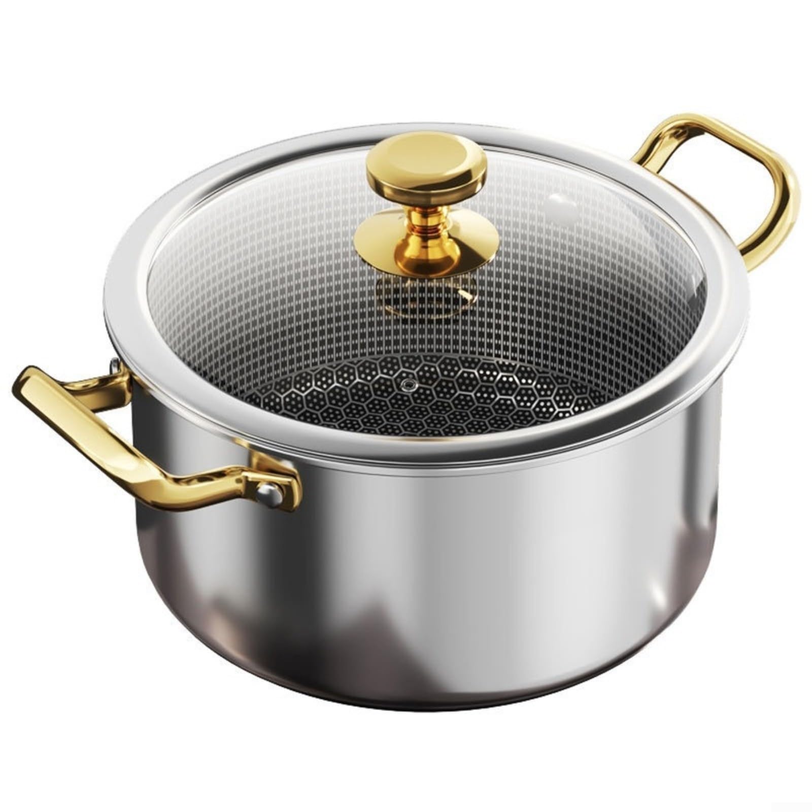 Marmite à soupe 28 cm avec panier vapeur et couvercle en acier argenté pour plaque induction