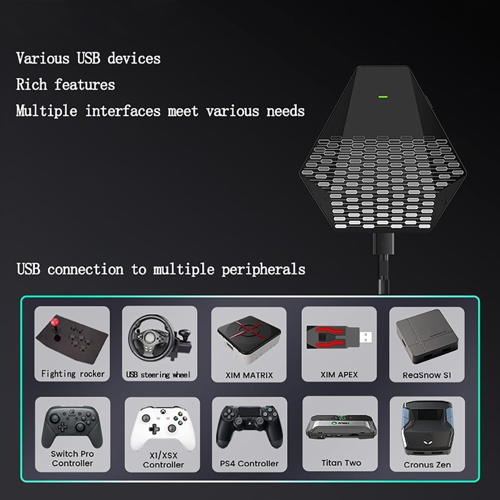 Convertidor de teclado y mouse, adaptador USB para juegos, Bluetooth 5.0 compatible con múltiples controladores y auriculares