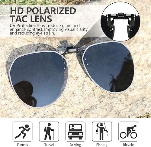 Miniatura 2 de Gafas de sol con clip sobre gafas graduadas, polarizadas, antirreflejos, abatibles, protección UV, para hombres y mujeres