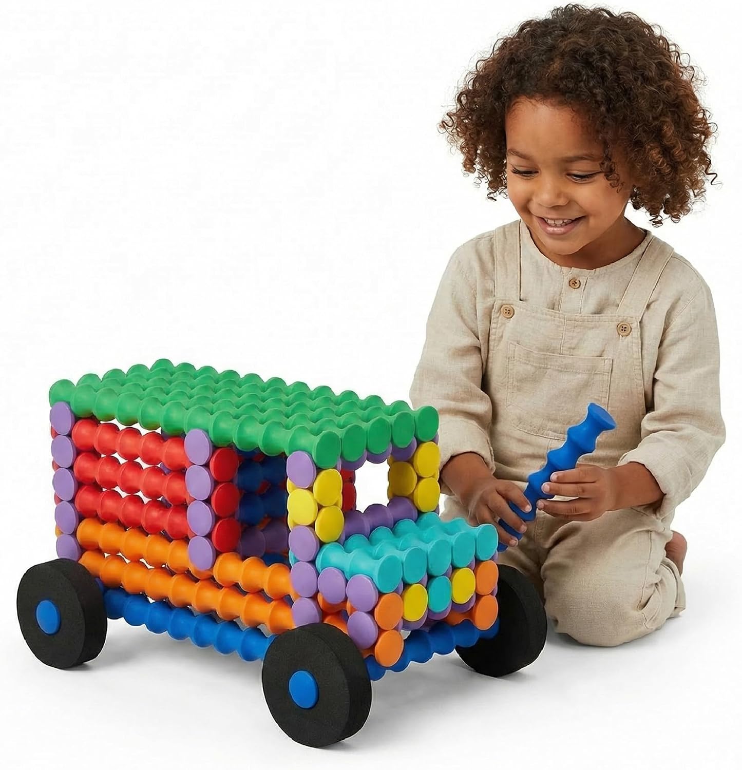 Popular Playthings Playstix, Building Sticks Kit For Kids, Construction Stem Building Toy Gift for Boys & Girls - Jumbo Multicolor Set 150 Piece