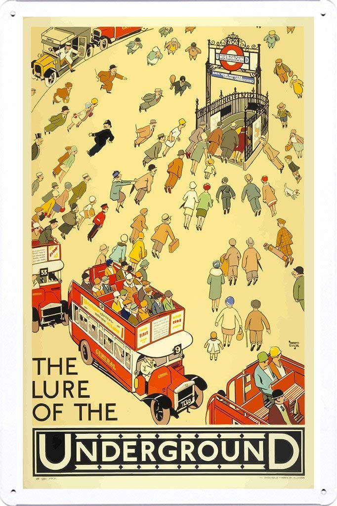 DOGT Metal tin sign 8x12 inches Nature Tin Sign of Retro Vintage Travel Poster London Underground