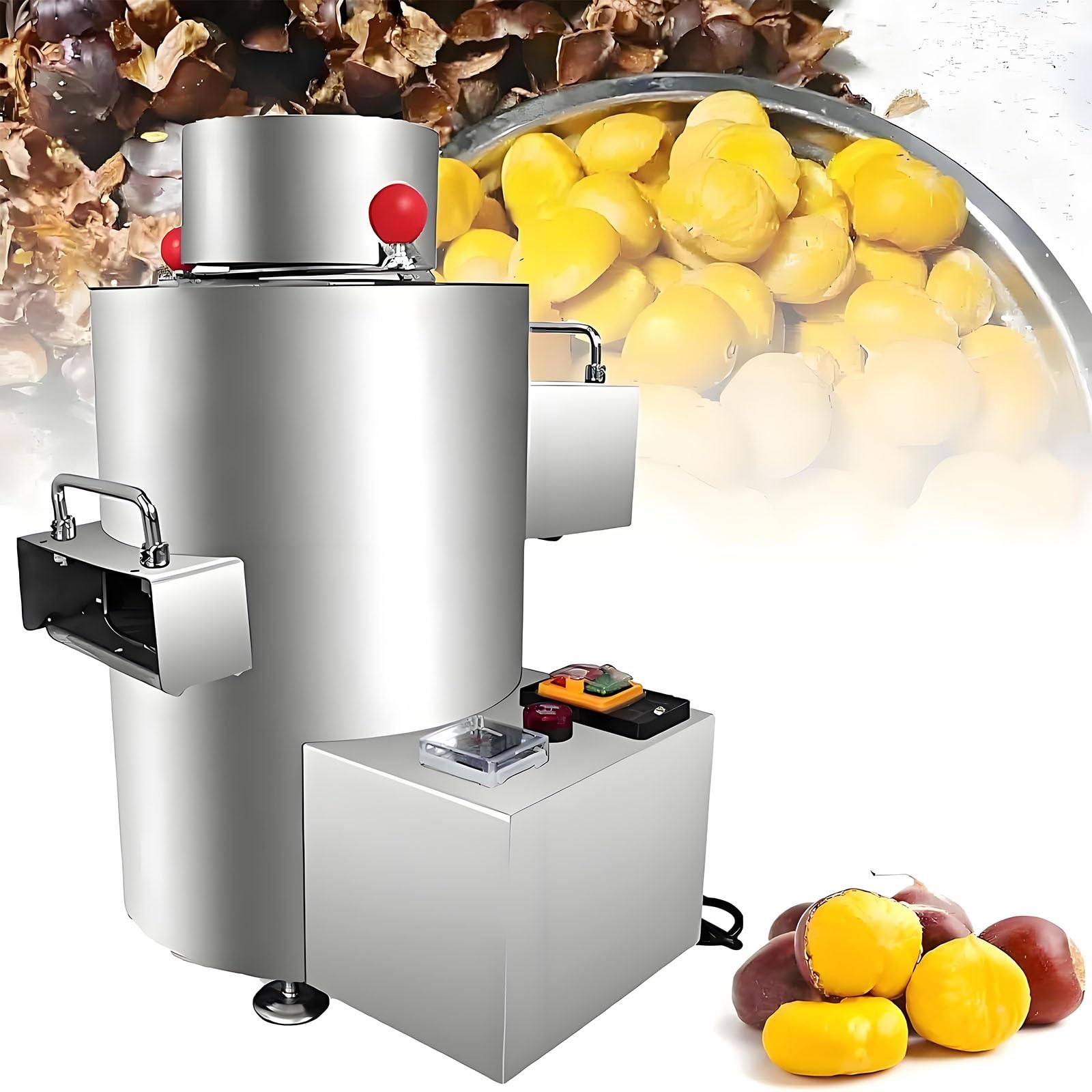 Pelapatate Commerciale, 220V/12V, pelapatate Automatico per Castagne, pelapatate in Acciaio Inox, pelapatate Elettrico Professionale per Castagne(220v/Plugin)