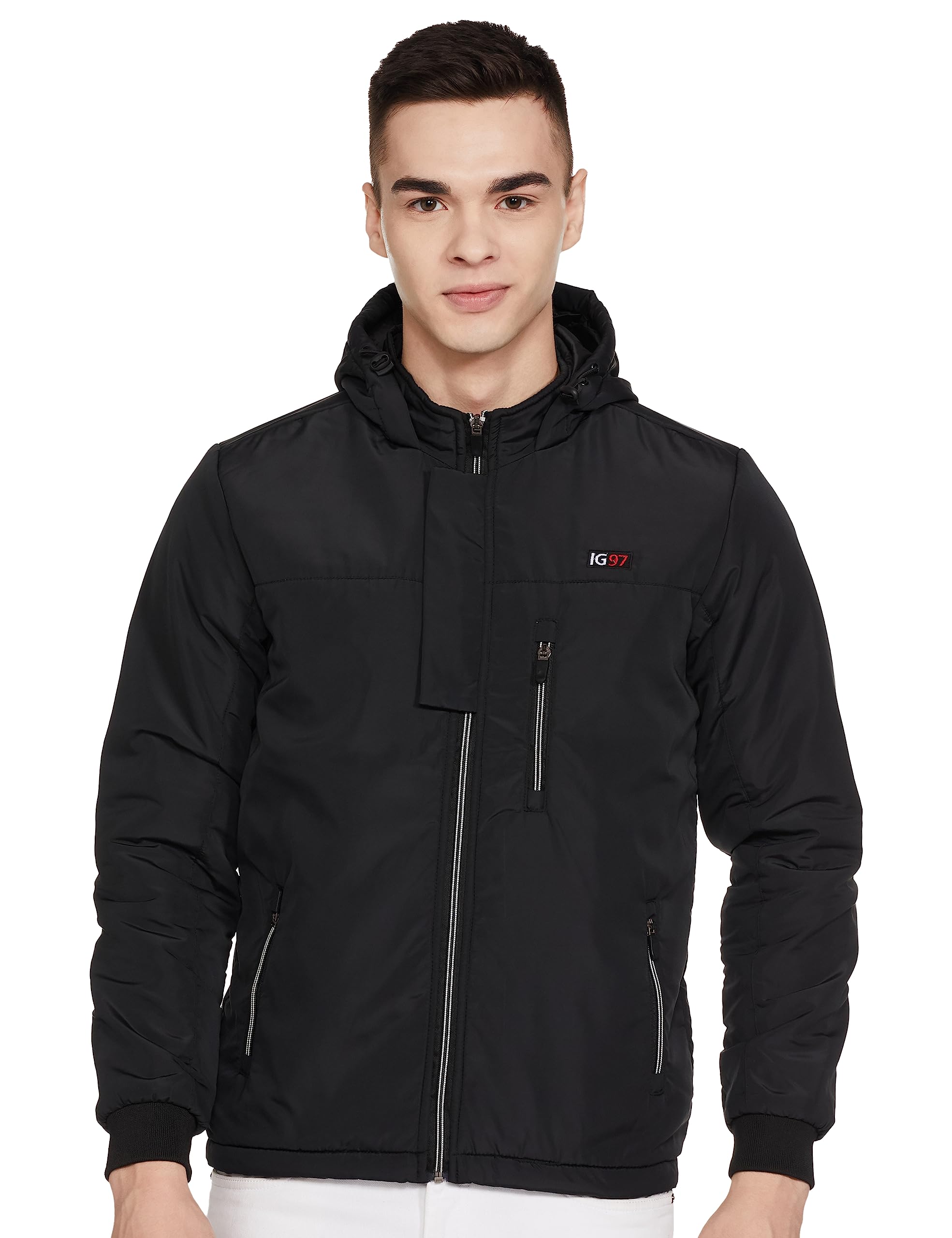 the indian garage co Men Slim Fit Solid Bomber Jackets-picture-21