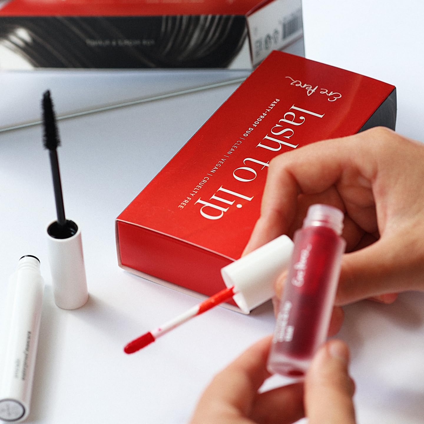 Ere Perez - Lash to Lip Party Proof Duo | Avocado Waterproof Mascara (Black) + Beetroot Cheek + Lip Tint (Joy) | Vegan, Cruelty-Free, Clean Beauty Safe for All Skin Types