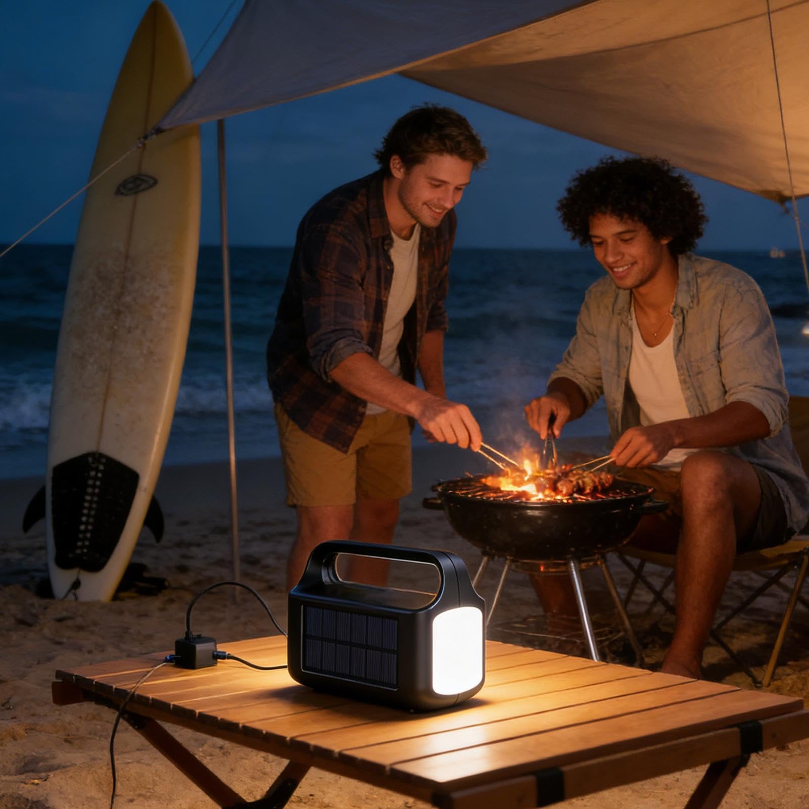 Generico Torcia da Campeggio Power Bank Portatile con Batteria Integrata | Lampada da Campeggio LED per Emergenza per Viaggi Escursionismo Arrampicata Avventura Tempesta Uomo Donna