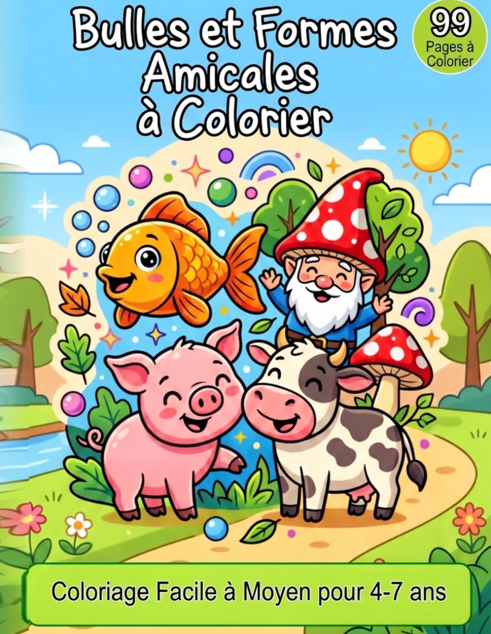 Bulles et Formes Amicales à Colorier: Coloriage Facile à Moyen pour 4-7 ans