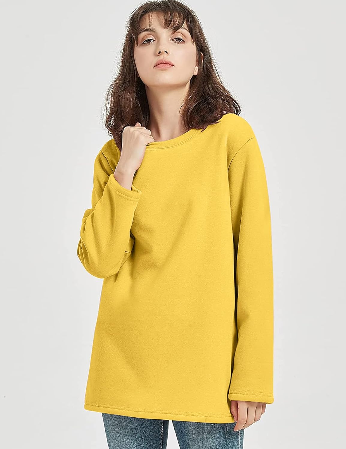 Flygo Women's Winter Warm Sherpa Lined Fleece Crewneck Sweatshirt Pullover Loungewear Tunic Tops - Image 5