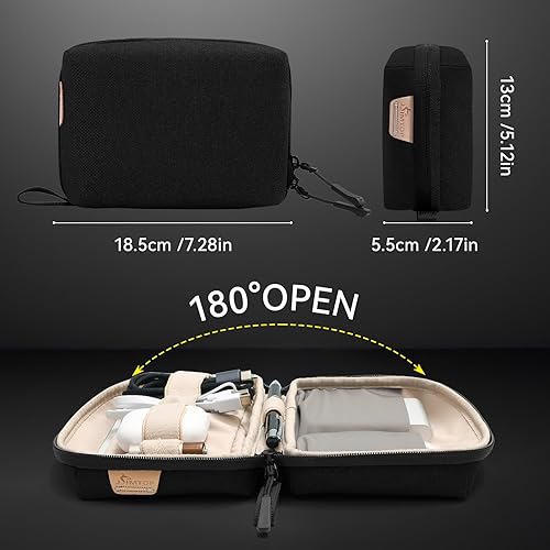 Miniatura 2 de SIMTOP Organizador de cables para viajes, pequeña bolsa tecnológica para cables, cargadores, banco de energía, audífonos, bolsa portátil para cables
