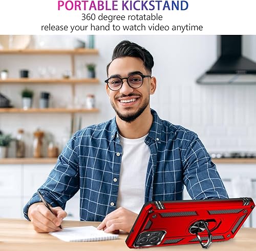 Miniatura 5 de Funda para Moto G Power 5G 2023 con 2 protectores de pantalla de vidrio templado, grado militar, funda protectora resistente con anillo magnético