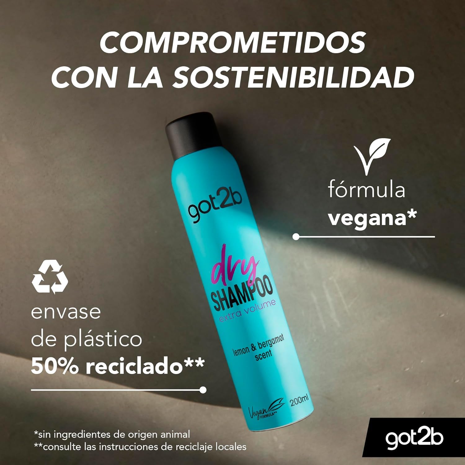 got2b Extra Volume Champú en seco (200 ml), champú seco para refrescar tus looks, dry shampoo con 24 h de volumen y frescor, no deja residuos blancos*, aroma cítrico