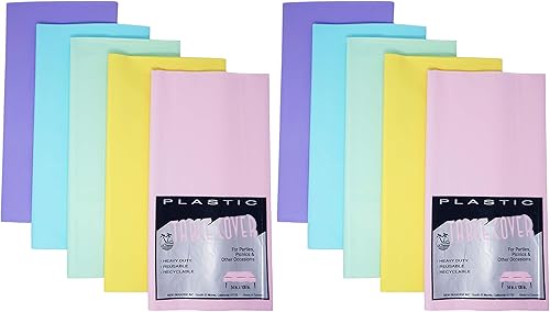 New Paradise Fundas de mesa desechables y reutilizables de plástico resistente, tamaño rectangular de 54 x 108 pulgadas (10 unidades) - Combo de