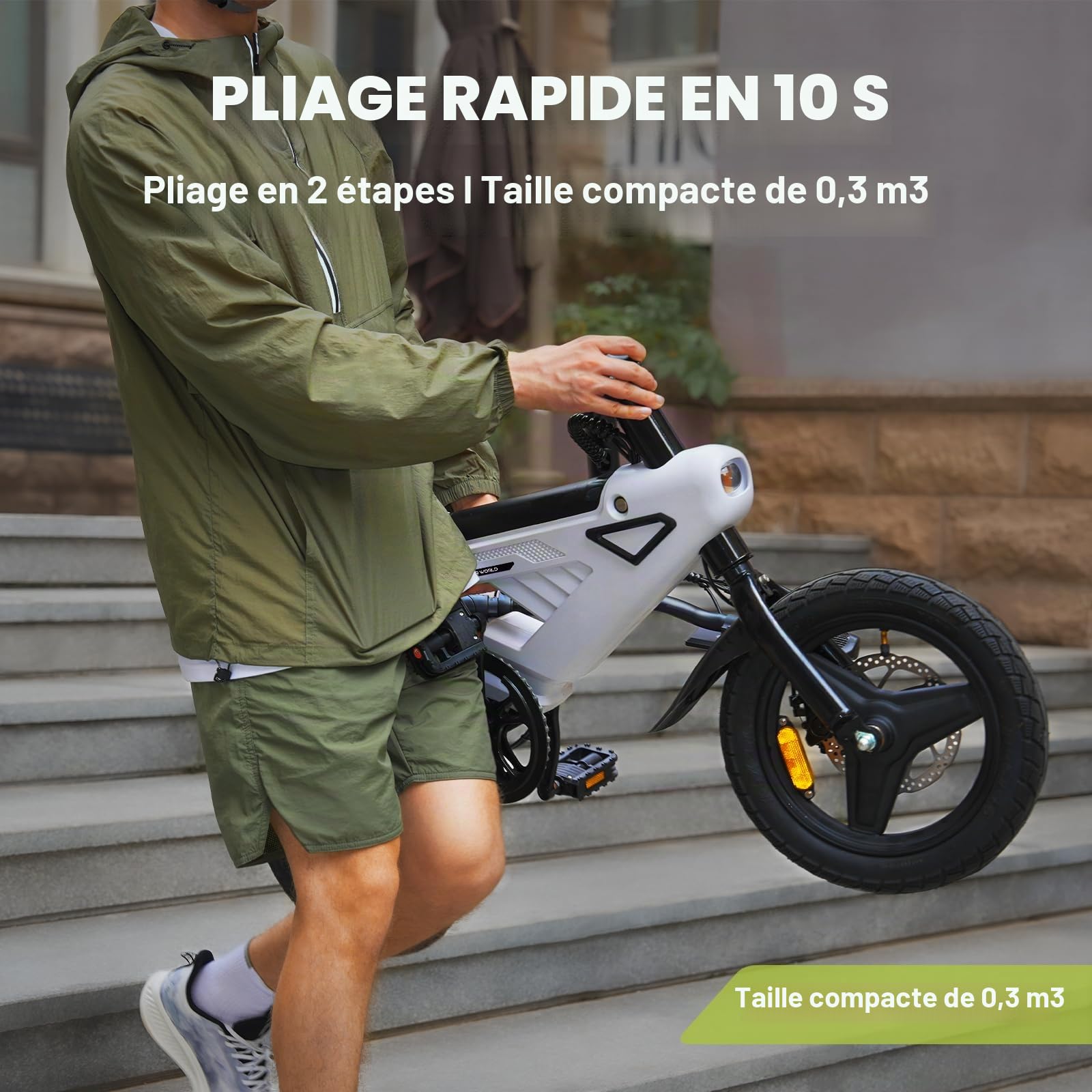 AVDL Vélo Électrique Pliant Homme, 14 x 2,13 " Vélo Électrique, 36V 6,4Ah Batterie Amovible, Double Frein à Disque & Régulateur de Vitesse, Adapté aux Navetteurs Urbains, pour Adultes Hommes & Femmes