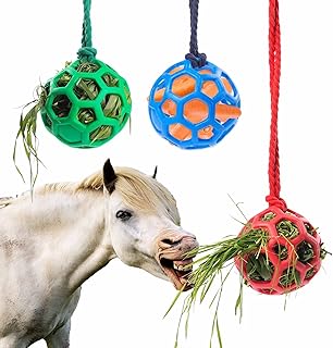 Horse Treat Ball Hay Feeder Toy 3Pcs Goat Feeder Ball Hanging Feeding for Sheep Horse Goat Feeder and Relieve Stress