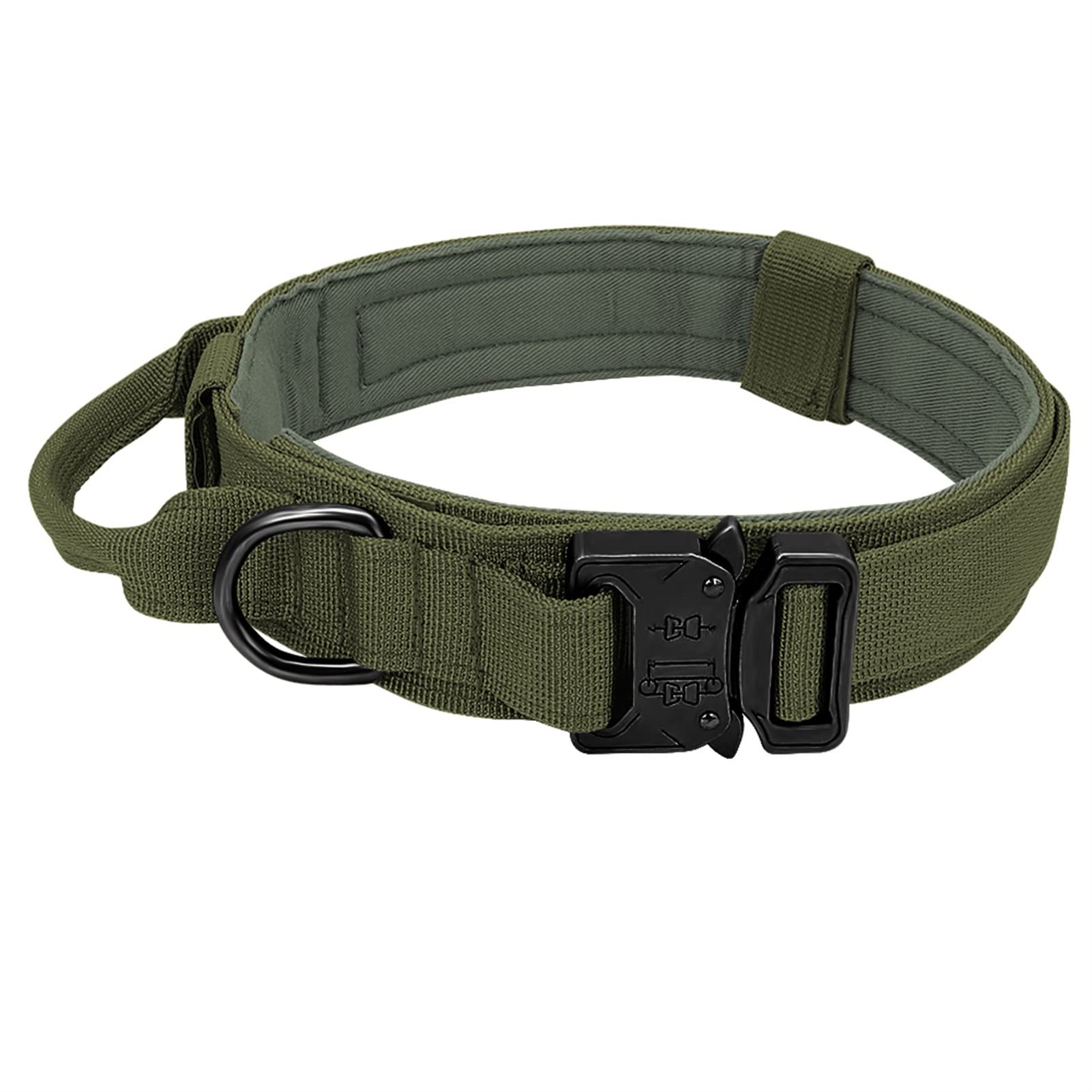 Laisse collier tactique vert L pour chien moyen en nylon