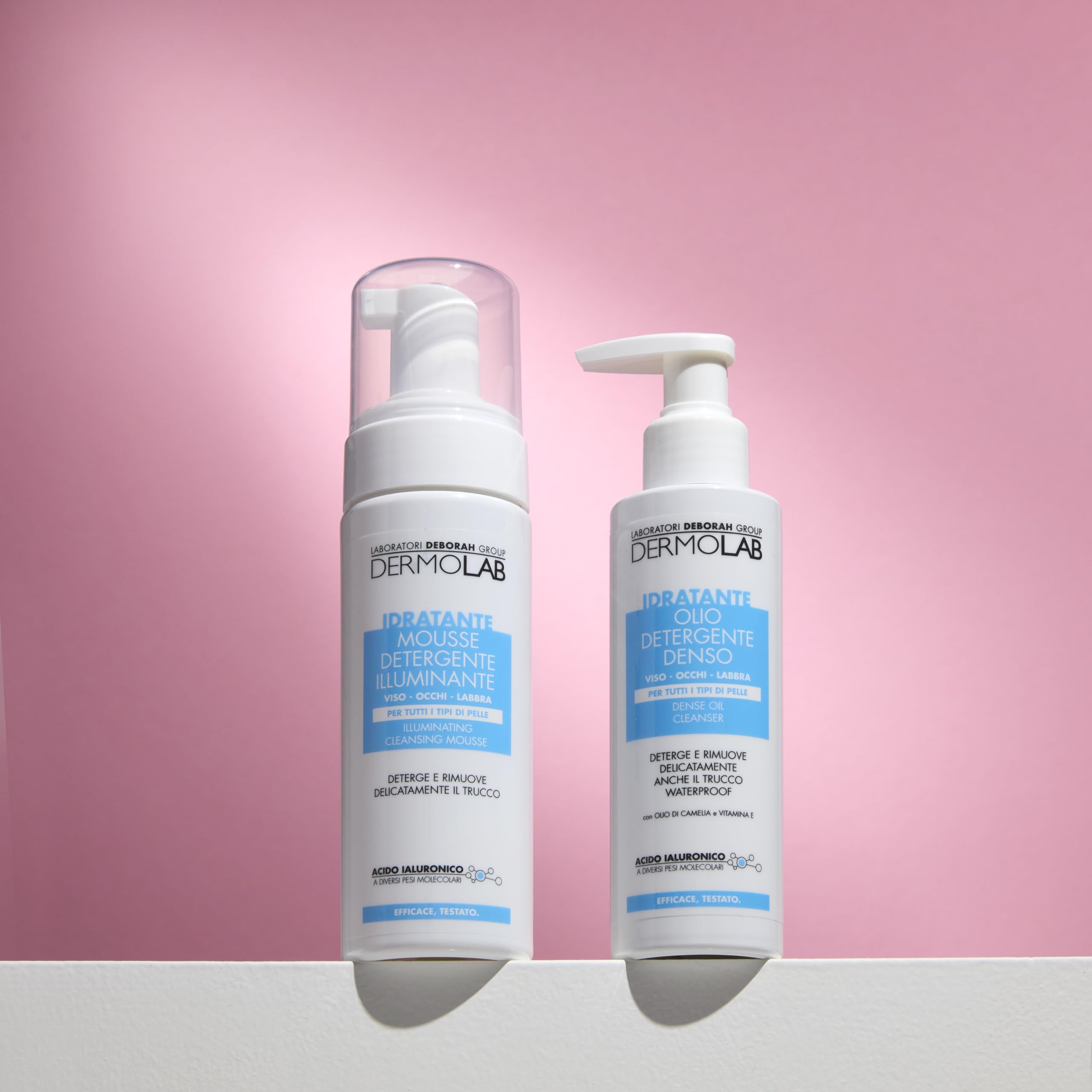 Dermolab - Olio Detergente Viso Denso con Acido Ialuronico Idratante, Olio di Camelia e Vitamina E, Deterge e Rimuove Delicatamente anche il Trucco Waterproof da Viso, Occhi e Labbra, 120ml