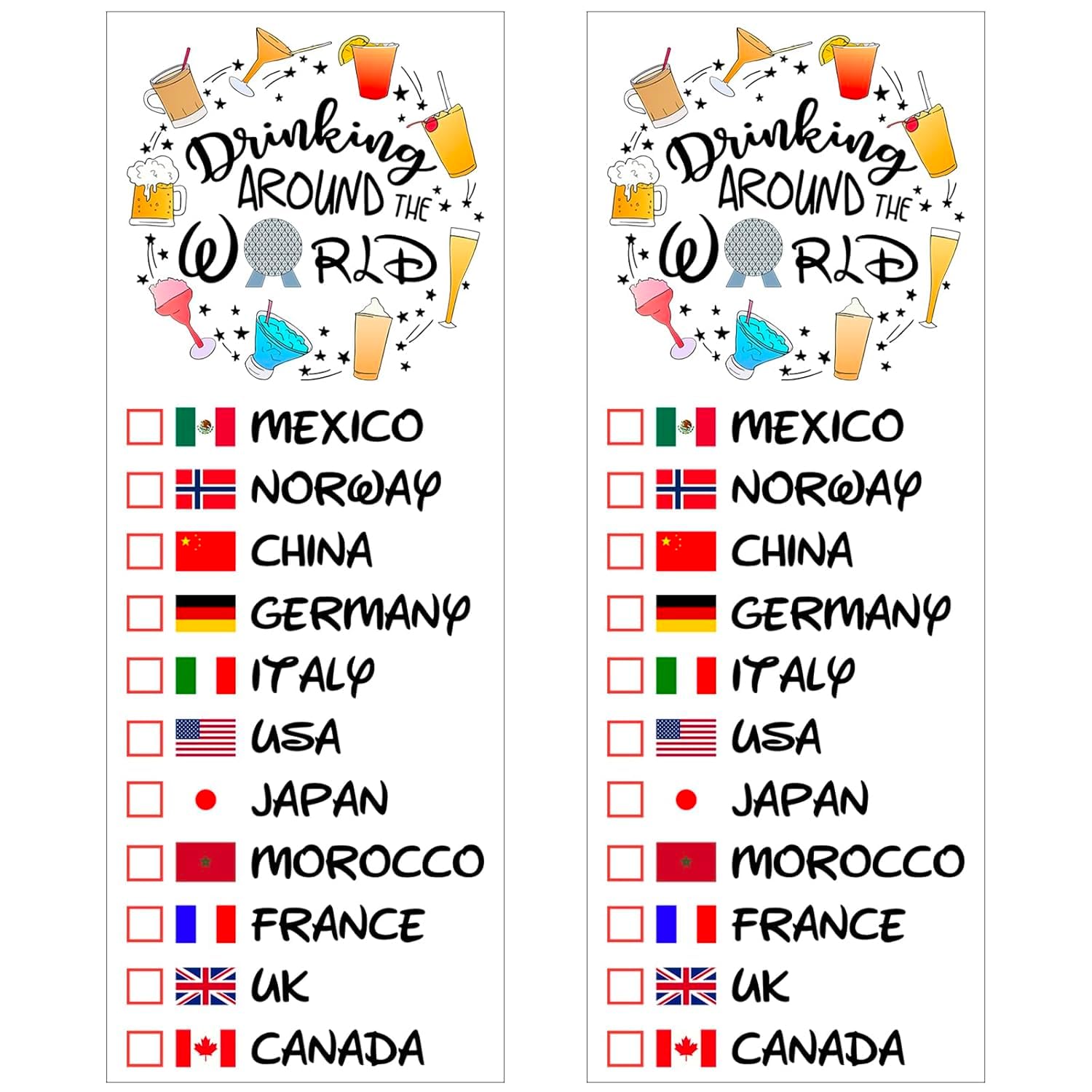 Drinking Around The World - Pack Of 2 Temporary Tattoo