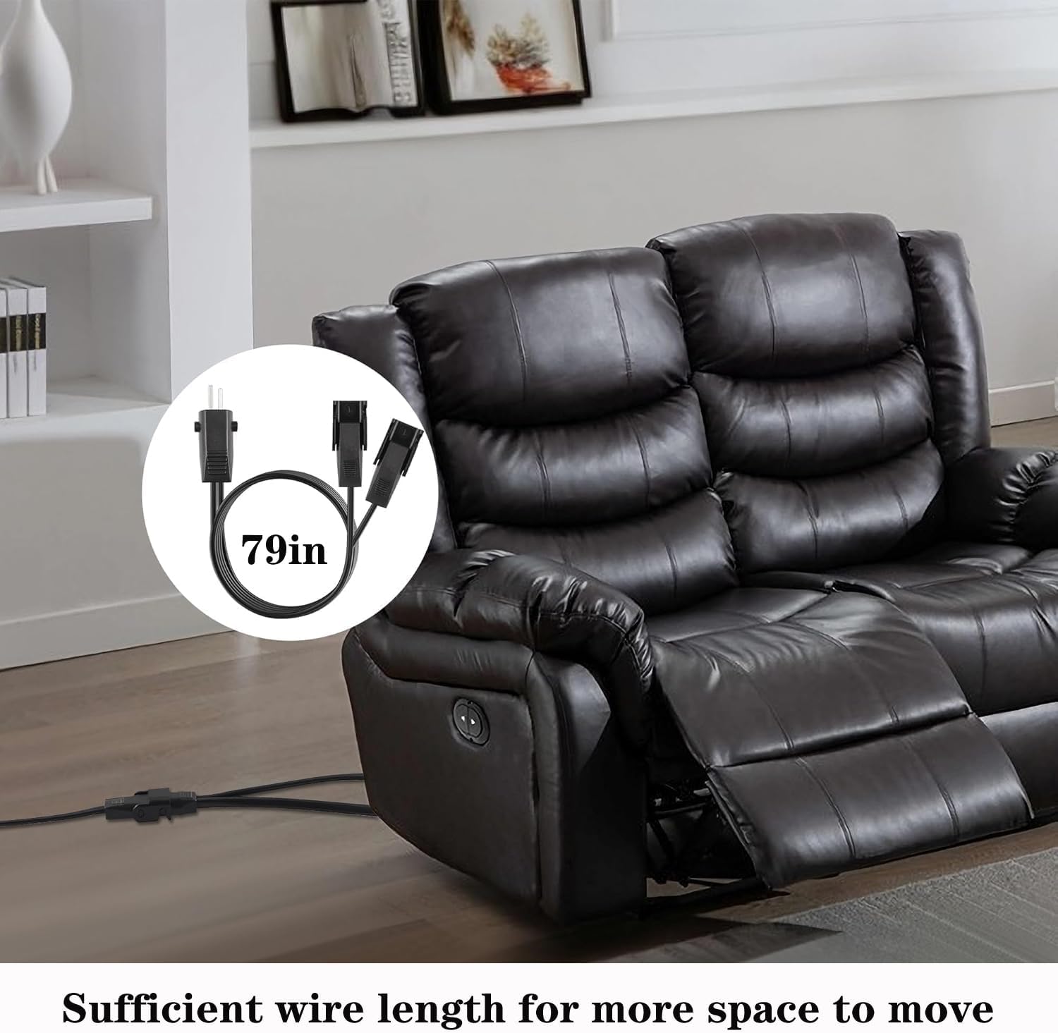 recliner universal power cord with L-shaped and Y-shaped splitter extension cables, dual motor kit, suitable for lifting chairs, recliner sofas, with AC power cord AC/DC 29V 2A 2-pin tilt power supply