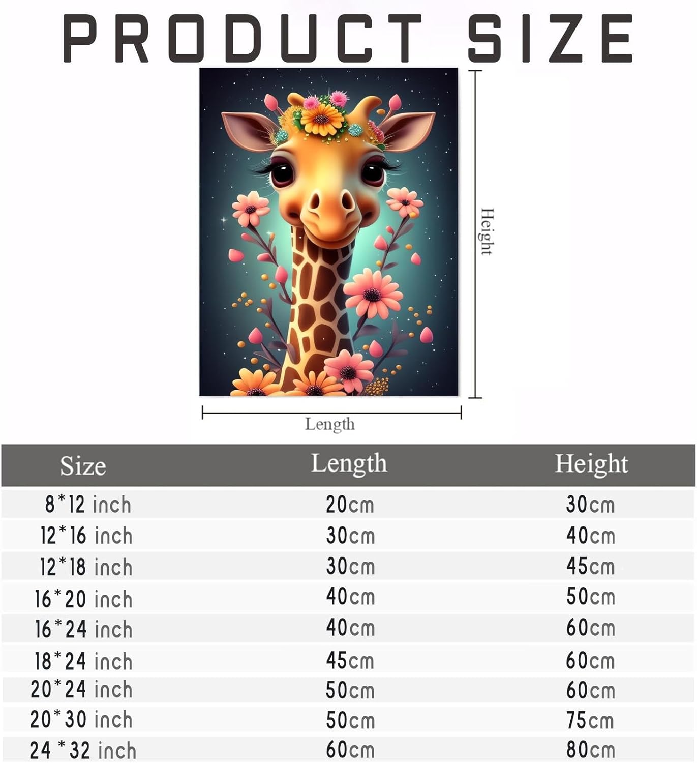 NSUAJOF Diamond Painting Kits DIY Full Round Drill Cartoon Giraffe with Flowers Soft Canvas Personalized Design, 5D Art - Home Wall Decor & Great Gift for Others 20x30 Inch