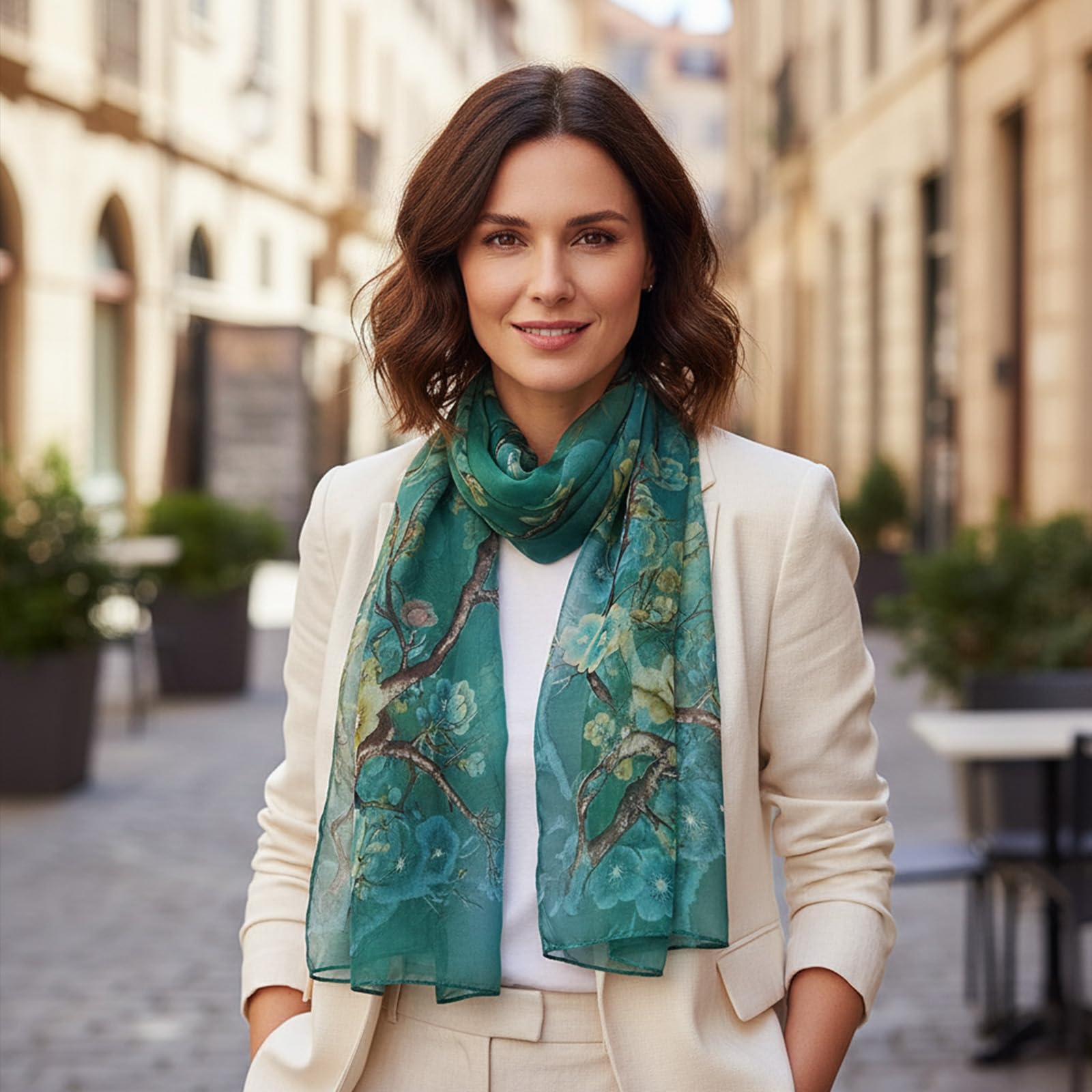 Szalik na szyję damski, szalik z szyfonu dla kobiet, elegancki i nowoczesny P-Anel, wielofunkcyjny etola, damski jedwabny pączek na lato jesień zimę przez cały rok, 160 x 50 cm