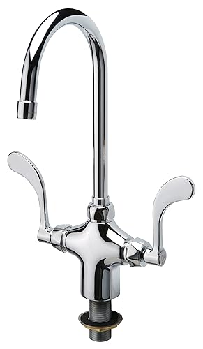 Miniatura 3 de Zurn Z826B4-XL Grifo de laboratorio doble con cuello de cisne de 5-3/8 pulgadas y asas de hoja de muñeca de 4 pulgadas, cromo