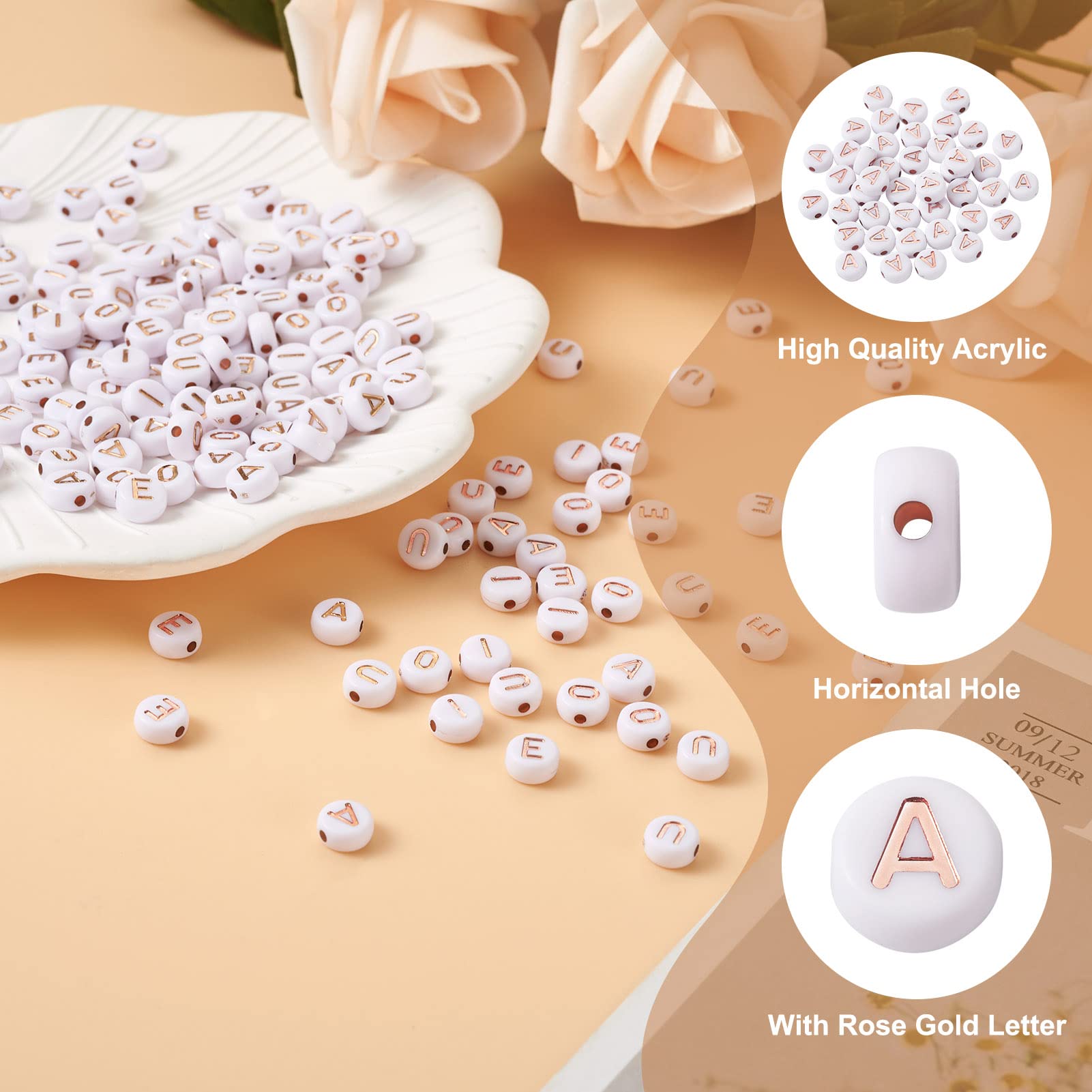 1000 Perline Con Lettere In Acrilico - Per Braccialetti E Gioielli Fai Da Te