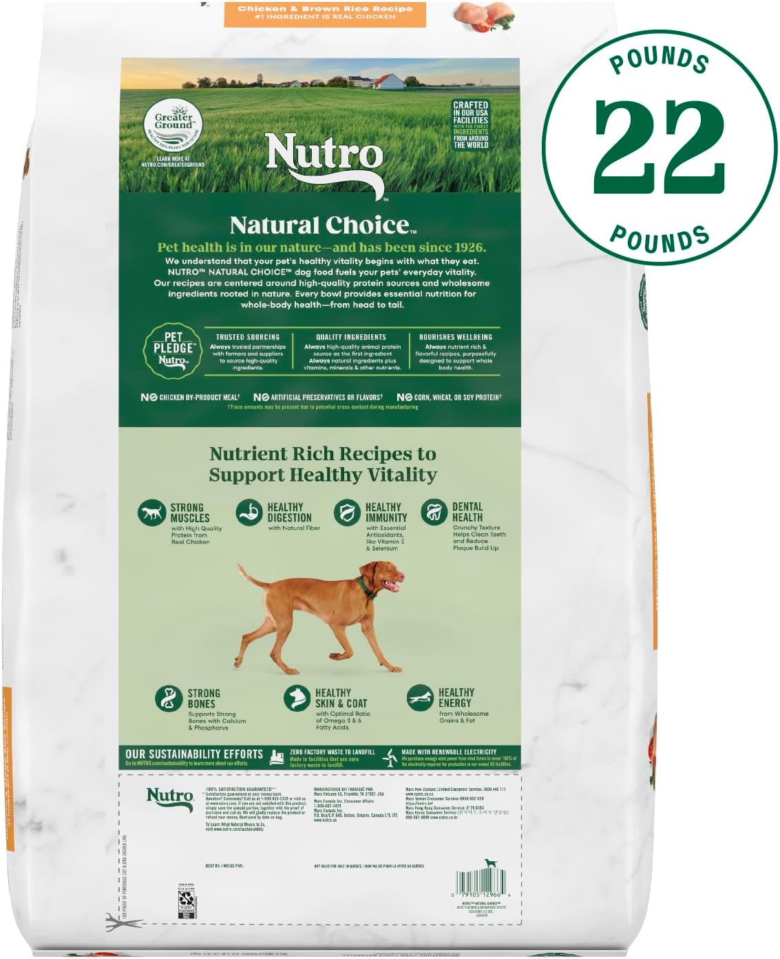 NUTRO NATURAL CHOICE Adult Dry Dog Food, Farm-Raised Chicken & Brown Rice Recipe, 22 lb. Bag