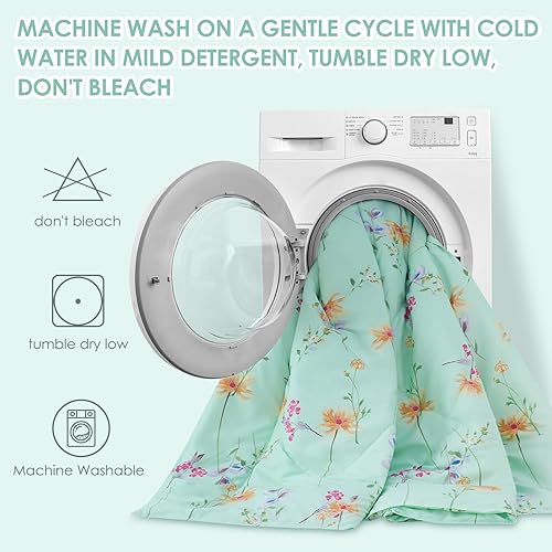 Miniatura 6 de JSD Juego de edredón de 3 piezas con hojas de eucalipto, tamaño Queen, edredón ligero de microfibra botánica verde para todas las estaciones con