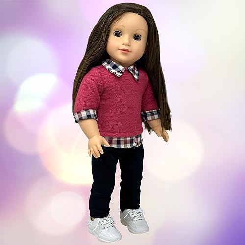 Miniatura 6 de Muñecas de 18 pulgadas con cabello suave y accesorios  Muñeca de cuerpo suave con ojos dormidos, brazos y piernas de vinilo articulables, atuendo de