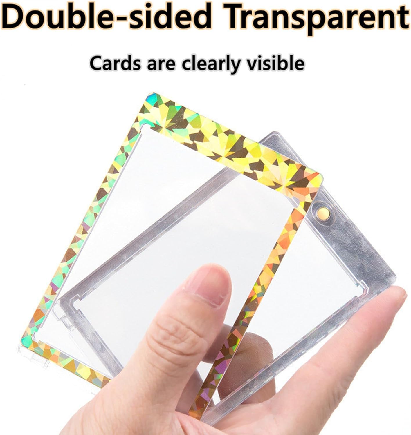5 PCS Magnetic Card Holder, 35pt One Touch Laser Bronzing Card Holder, U-V Protectors Hard Plastic for Trading Cards, Magnet Case, Sports, Football, Baseball Cards Holder-Glass Green
