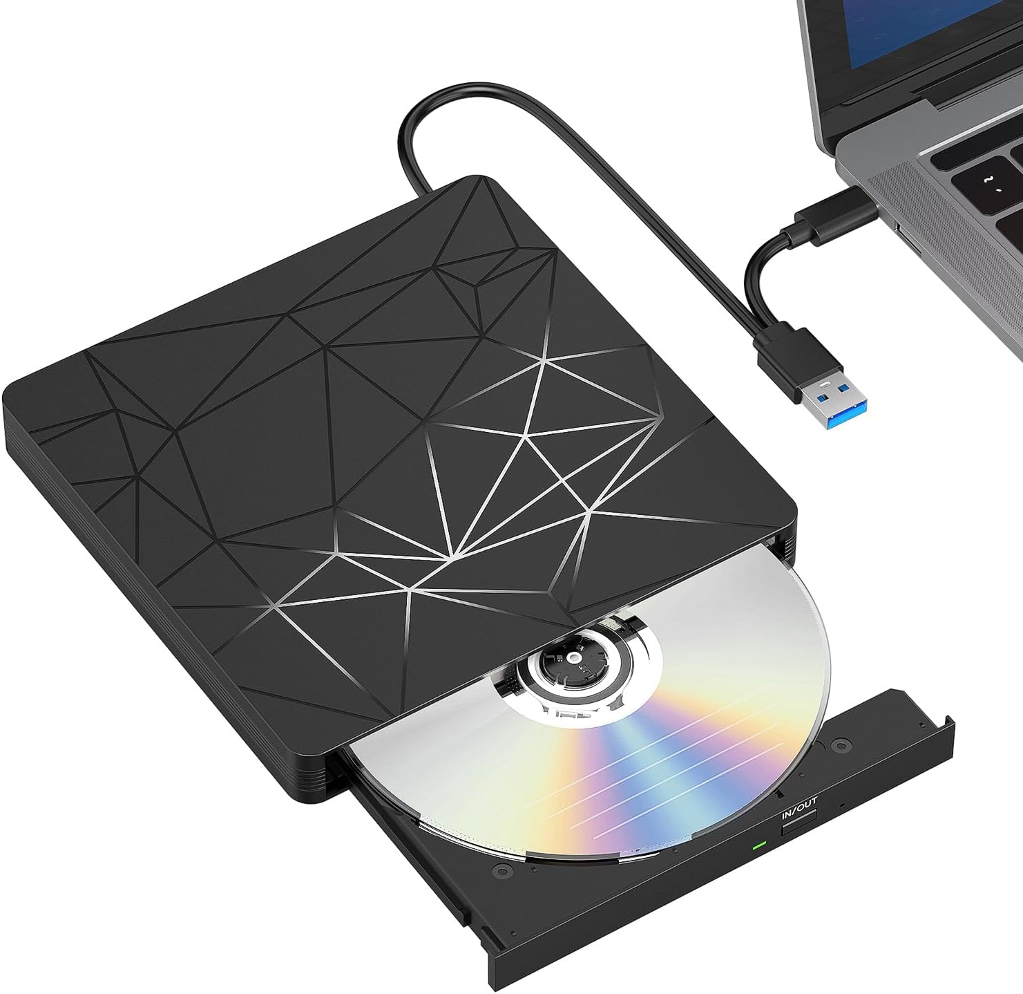 VisionSync External DVD/CD Drive USB C, DVD/CD Player for CD ROM Burner