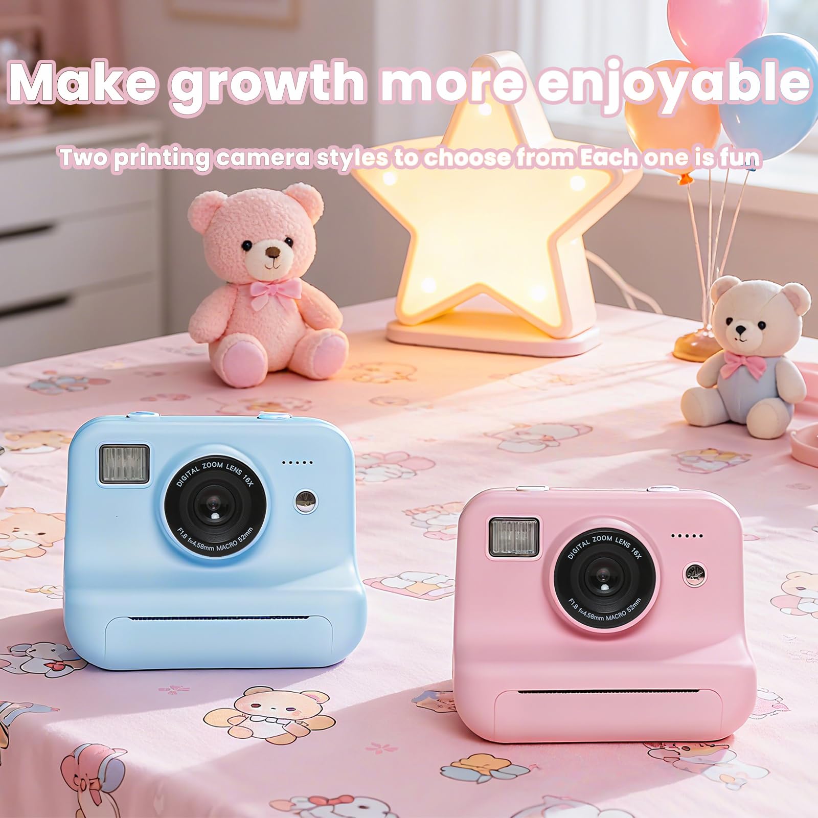 Facile da usare Stampa istantanea fotocamera per bambini include 4 rotoli di carta fotografica Gioco attivo Sviluppo artistico Fotografia Regalo Fotocamera per bambini