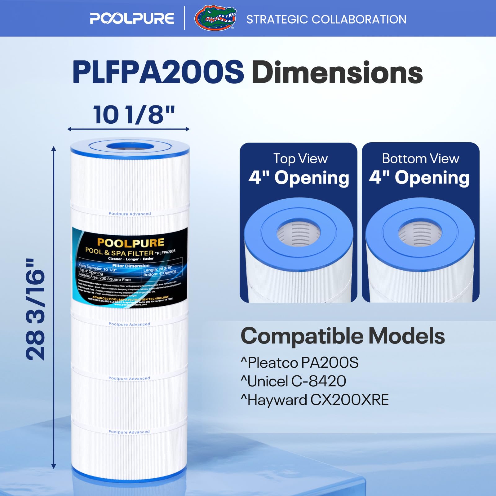 POOLPURE Filtre PLFPA200S remplace PA200S, Hayward CX200XRE, Hayward SwimClear C200S, cartouche filtrante
