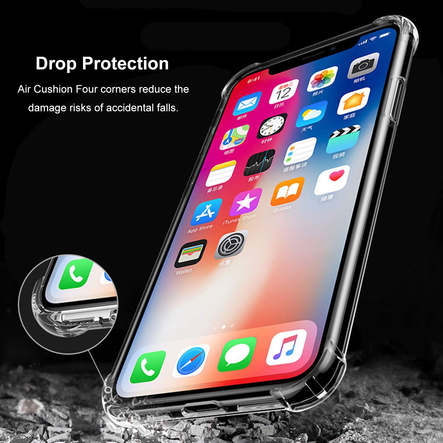 Clear Case with Card Holder, [Slim Fit] Protective Soft TPU Shockproof Wallet Case with Vegan Leather Card Holder