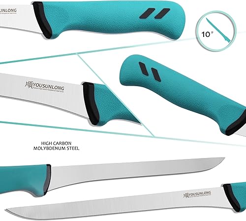 Miniatura 2 de YOUSUNLONG Cuchillo para rebanar Cuchillo de jamón 10" (254 mm) - Hoja de acero de molibdeno de alto carbono - Cortador de carne y jamón estilo