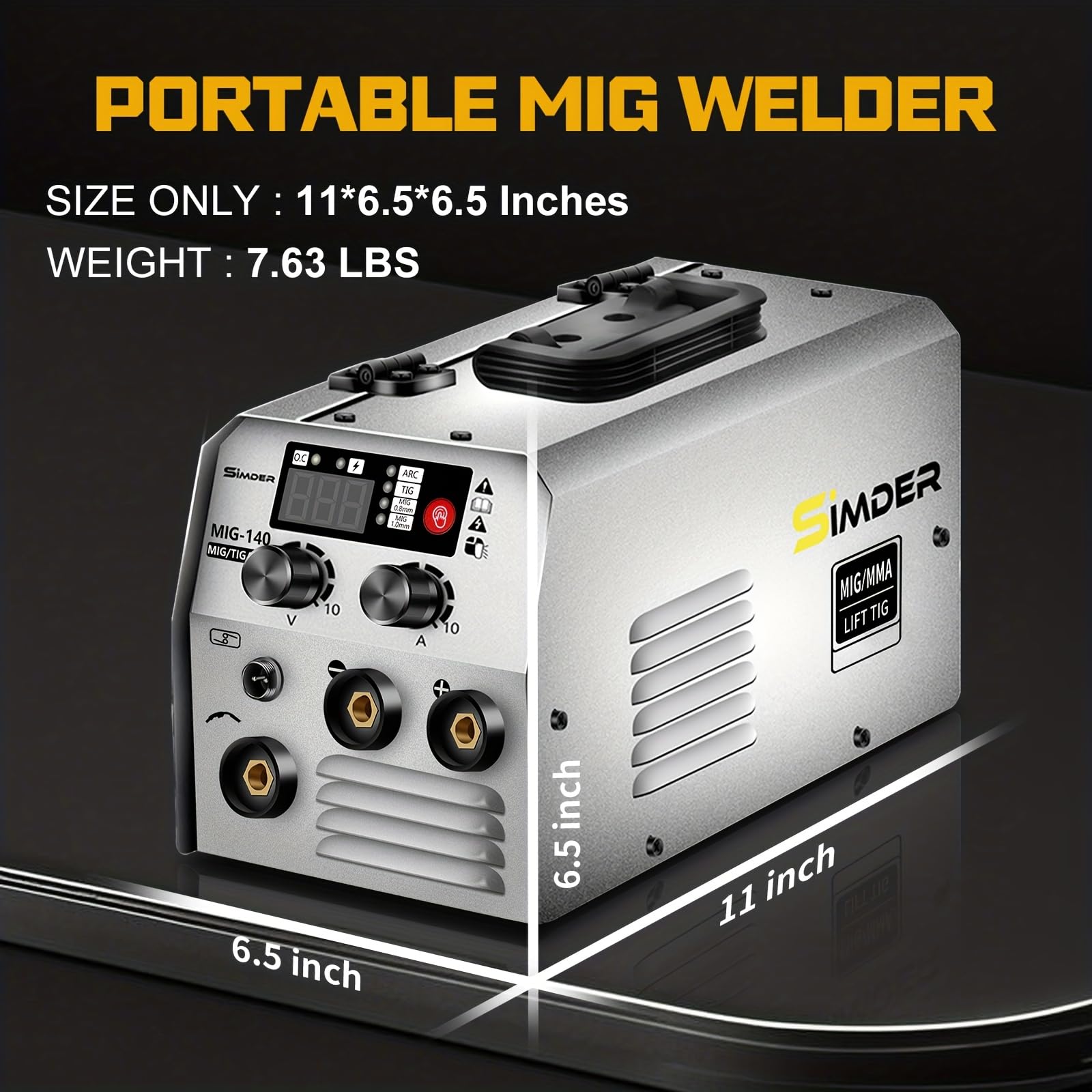 SSIMDER FüLldraht SchweißGeräT Ohne Gas 140A 230v, 3 In 1 (Flux Mig/Mma/Lift Wig) Igbt Inverter, Leicht Und Kompakt (3,65 Kg), FüR Heimgebrauch, Werkstatt, Auto, Landwirtschaft Und Garten