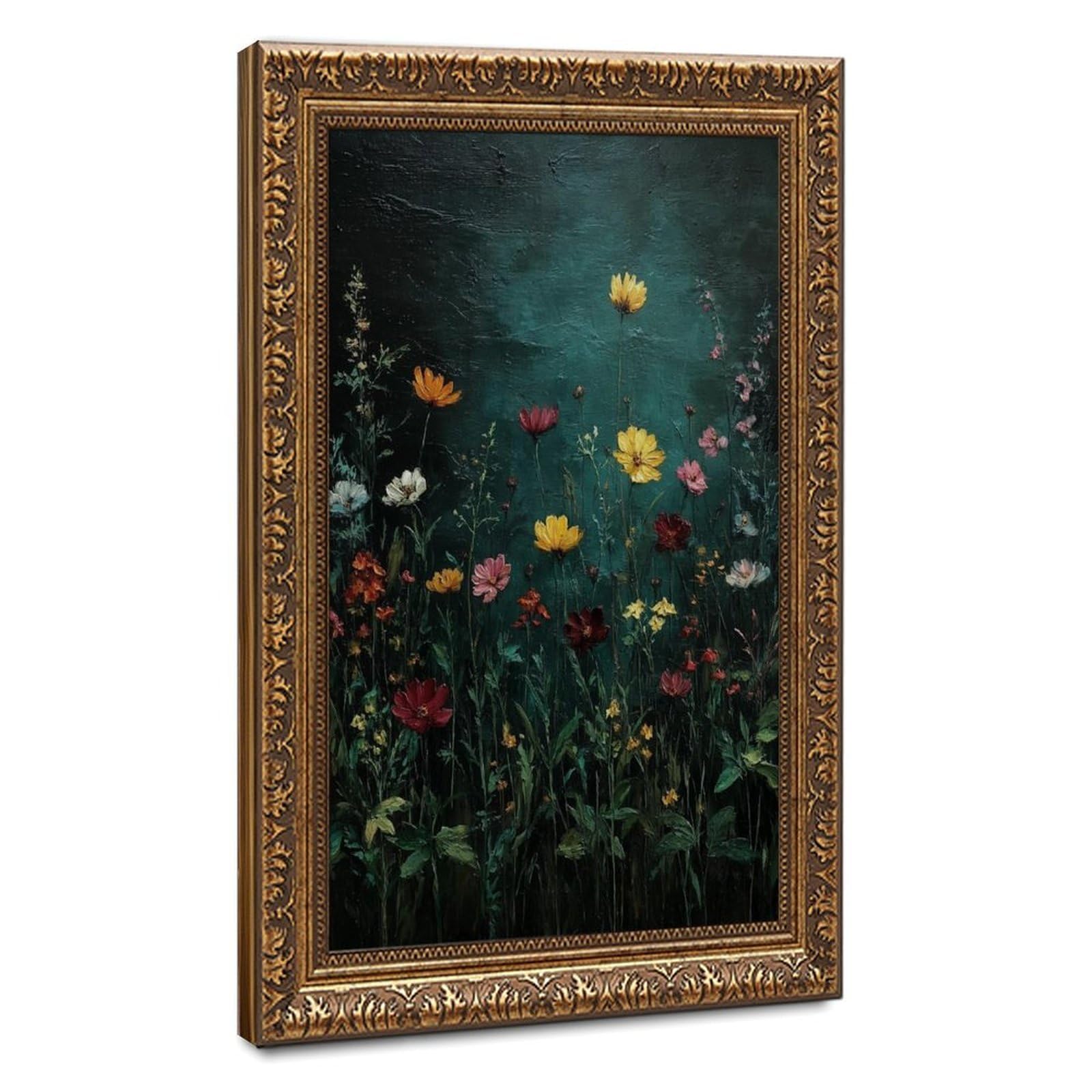 Bareronor Off-White Dark Wildflower Field Canvas Poster Bedroom Decor Landscape Office Room Decor Gift 20" L X 30" W