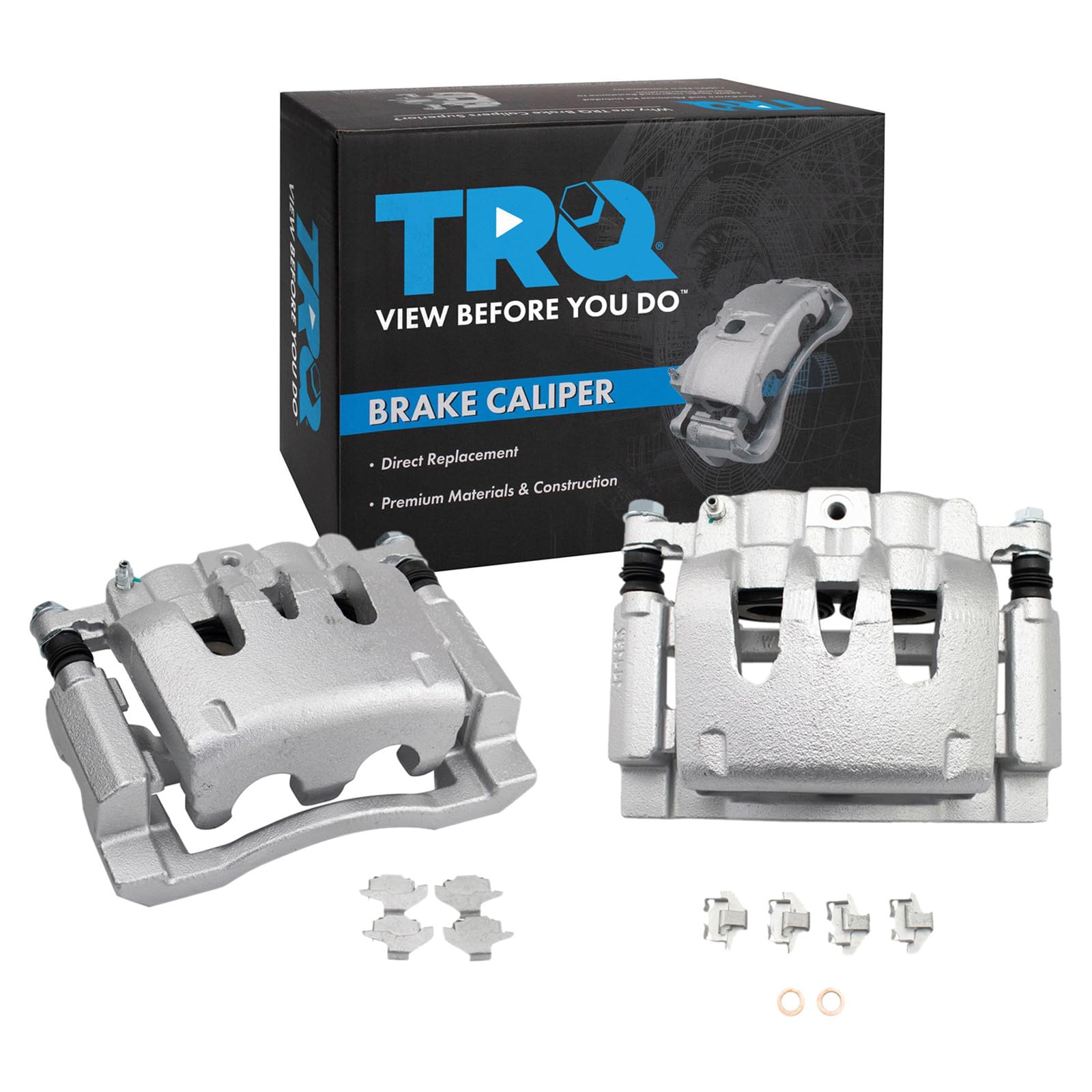 TRQ Rear Driver and Passenger Side Brake Caliper Set Caliper Brackets