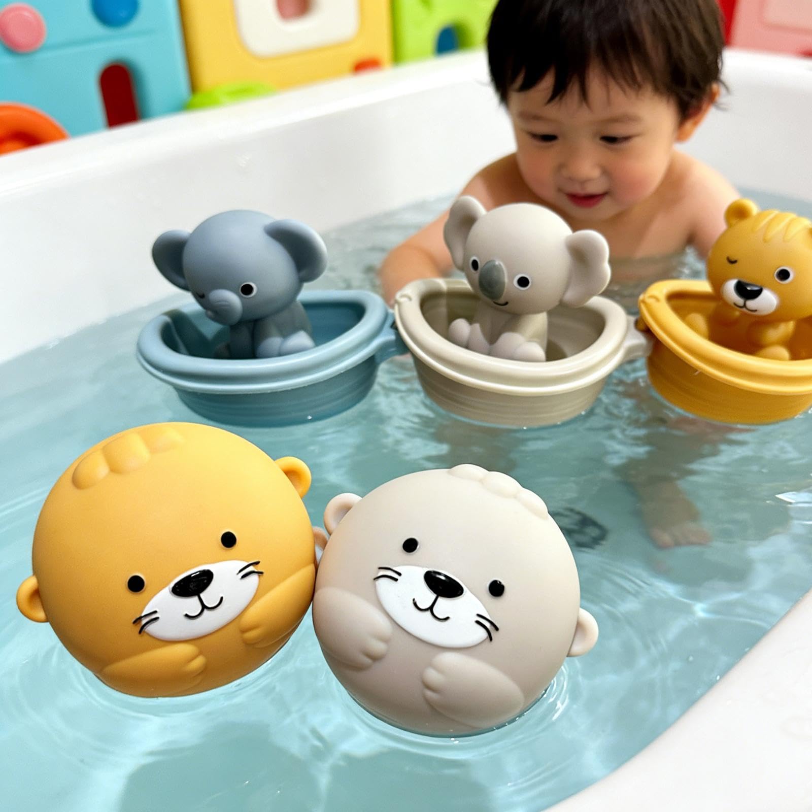 Giocattolo Da Bagno a Forma di Lontra, Set di Gioco Educativo, Giocattolo per La Doccia, Giocattolo Galleggiante per Bambini, Regalo Ideale per Natale