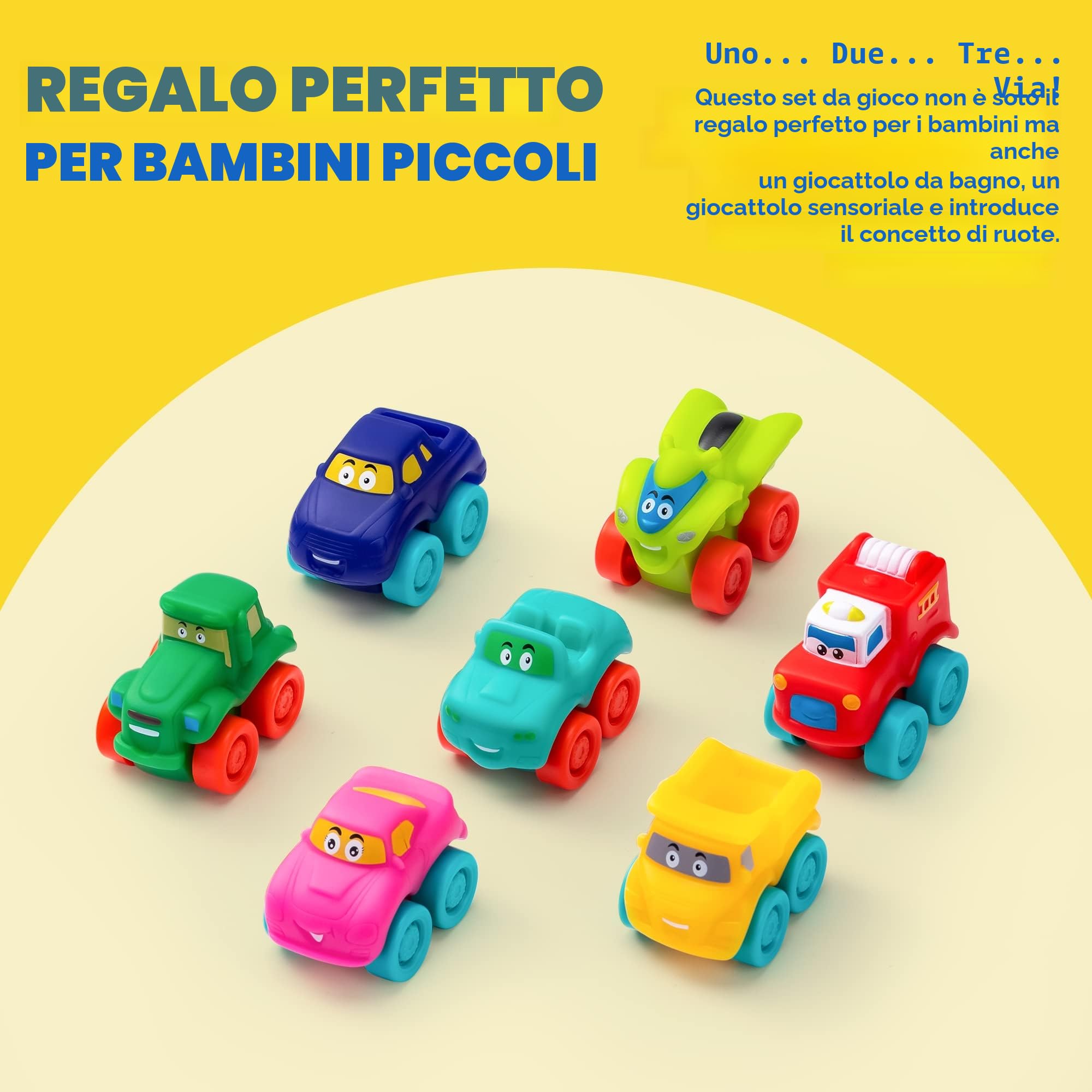 JOYIN 16 Pezzi Macchinine dei Cartoni Animati, Set di Macchinine in Gomma Morbida, Mini Veicoli Giocattolo, Macchinina da Bagno per Bambini Piccoli, Regalo per Compleanno di Ragazzi e Ragazze