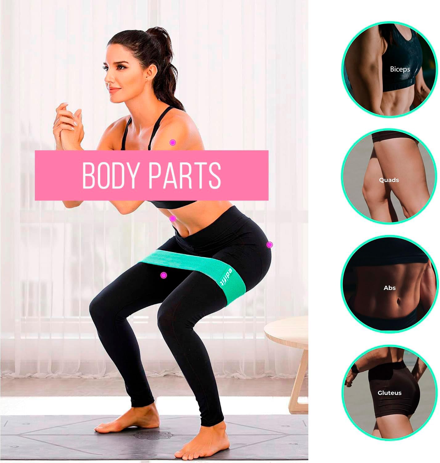 Edifit Bandes Élastiques Musculation Anti-dérapantes Pack de 3 Résistance Fitness Gym Yoga