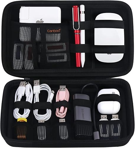 Canboc Organizador de electrónica portátil duro, bolsa organizadora de cables de viaje, funda de accesorios electrónicos para cables, cable,