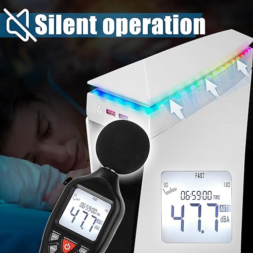 Miniatura 5 de Console Cooling Fan with Dust Cover Colorful LED Light for PS5 Console Disc Edition & Digital Edition Silent Absorb Fan Cooler with 2 USB Port