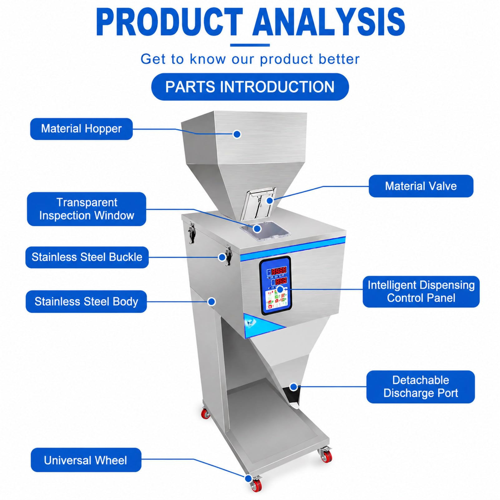 Macchina riempitrice automatica per polveri, 8-15 sacchetti/minuto 10g~999g