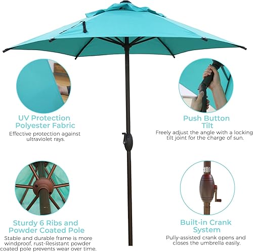 Miniatura 5 de Abba Patio Sombrilla de patio al aire libre con botón de inclinación y manivela para jardín, césped, cubierta, patio trasero y piscina