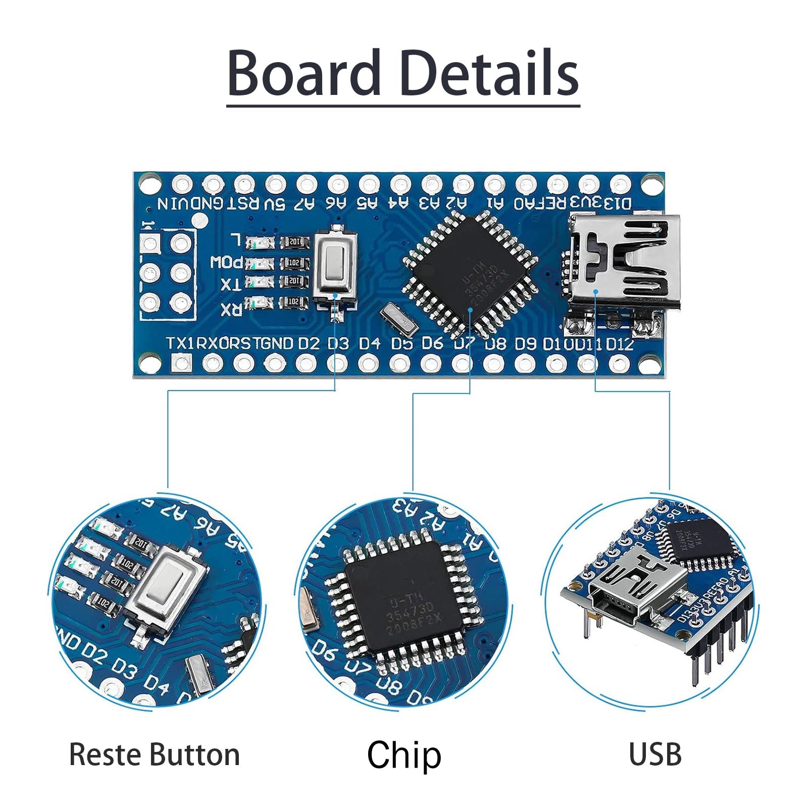 Lot De 3 Cartes De Développement Binghe - Microcontrôleur Compatible Arduino Avec CH340, Câble USB, 16 MHz, 5V - Parfait Pour Débutants